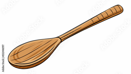 A wooden s with deep grooves and scratches evidence of its frequent use for stirring up trouble in the kitchen.. Cartoon Vector.