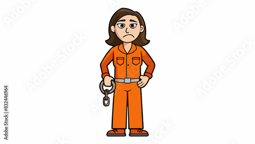 As she paced back and forth in her cell the fourth prisoners orange jumpsuit caught the light revealing tears and frayed edges. Her hands were bound. Cartoon Vector.