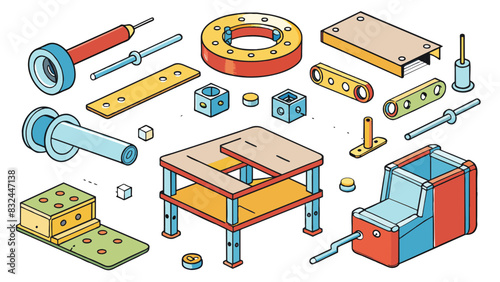 Assembly instructions These instructions come with a set of new furniture and contain labeled parts with corresponding step numbers. The illustrations. Cartoon Vector.