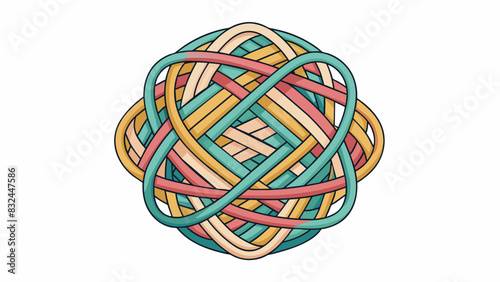 Envision a delicate and intricate piece of string art created by wrapping and knotting colorful strings around nails or pins. This type of string is. Cartoon Vector.