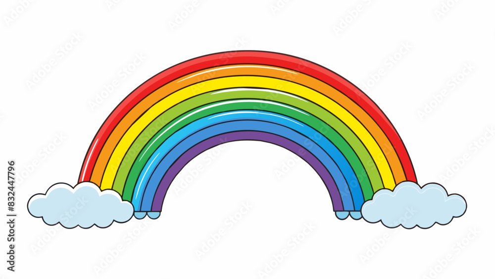 Hi is a rainbow of colors a spectrum of light dancing across the sky after a refreshing summer rain.. Cartoon Vector. Hi is a rainbow of colors a spectrum of light dancing across the sky after a refreshing summer rain.. Cartoon Vector.
