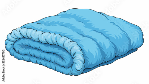 Gosh is a soft fluffy blanket in a light shade of sky blue. Its velvety texture is comforting and perfect for snuggling up on a chilly night.. Cartoon Vector.