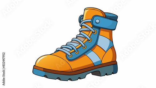 In a construction site a steeltoed boot is a critical piece of equipment for workers. Its reinforced toe and durable sole offer protection from heavy. Cartoon Vector.