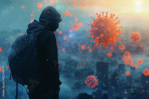 Surviving the Pandemic: An Illustration of Hope and Resilience. AI Generated. photo