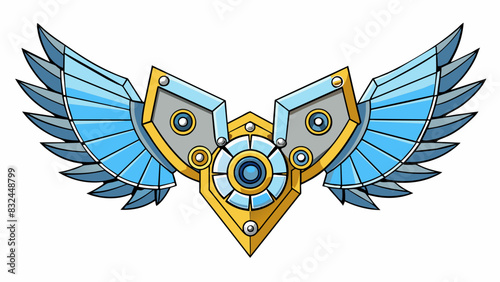 Our final illustration is of a pair of robotic wings made of sharp angular metal pieces. The wings have a mechanical look to them with visible gears. Cartoon Vector.