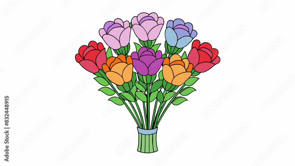 Obraz premium Properly arranged bouquet of flowers The flowers are wellspaced and arranged in a symmetrical manner. Each flower is at the appropriate height with. Cartoon Vector.