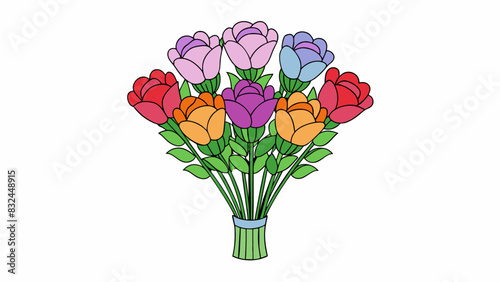 Properly arranged bouquet of flowers The flowers are wellspaced and arranged in a symmetrical manner. Each flower is at the appropriate height with. Cartoon Vector.