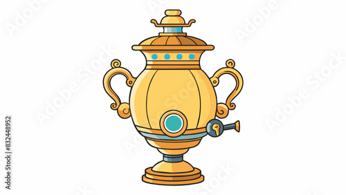 Samovar This metal tea kettle is a staple in Russian households. It has a large bulbous shape with decorative engravings and a spout at the bottom to. Cartoon Vector.