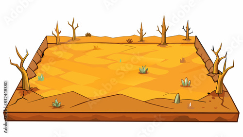 The barren field showed nil signs of life with no plants or animals in sight.. Cartoon Vector.