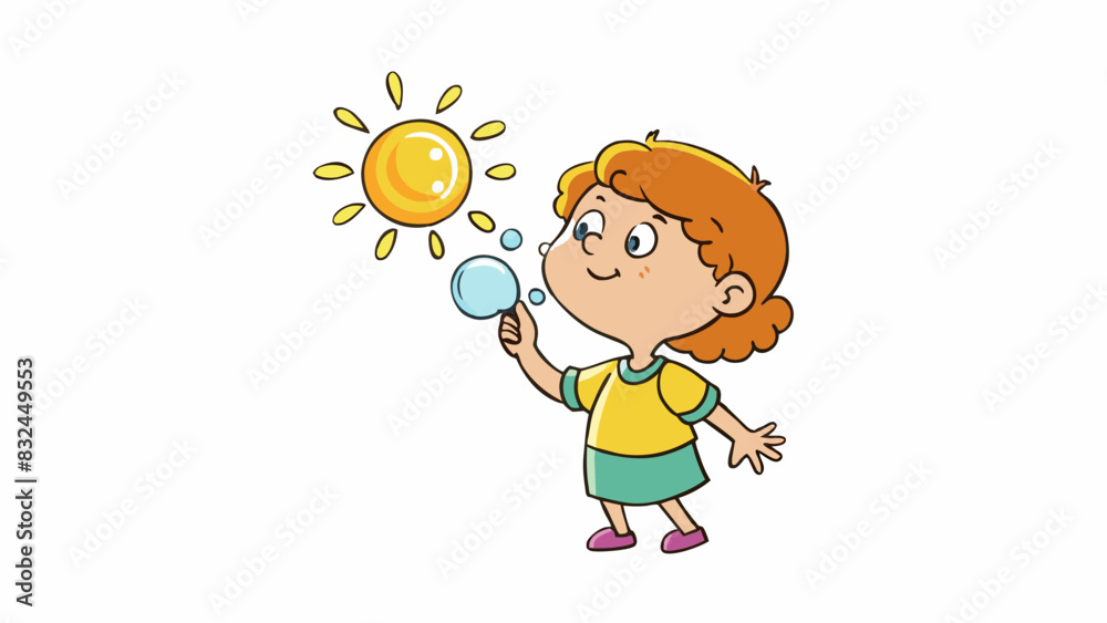 The child blew bubbles into the air watching them float and pop in the warm afternoon sunlight.. Cartoon Vector. The child blew bubbles into the air watching them float and pop in the warm afternoon sunlight.. Cartoon Vector.