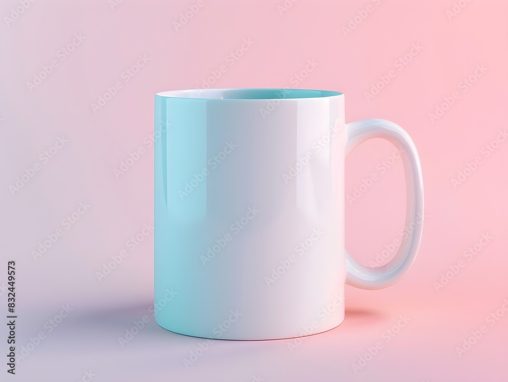 Plain White Mug Cup, Mockup on light pink background hue, minimal, wallpaper background, mockup display for product Plain White Mug Cup, Mockup on light pink background hue, minimal, wallpaper background, mockup display for product