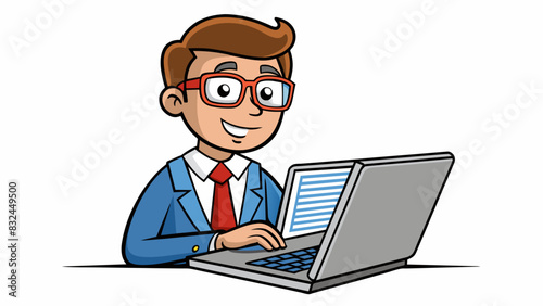 The buyer is a busy working professional scouring the internet for a new laptop. They prioritize speed and reliability and are willing to invest in a. Cartoon Vector.