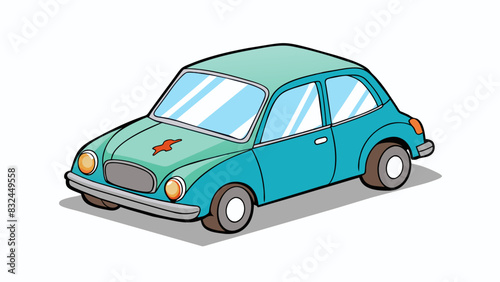 The car was unfortunately scratched and dented from a careless driver in the parking lot.. Cartoon Vector.