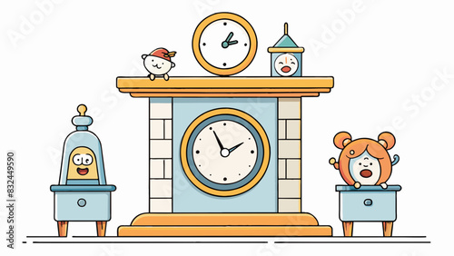 The clock on the mantel would occasionally chime at random times startling the family each time. They had long given up trying to figure out the. Cartoon Vector.
