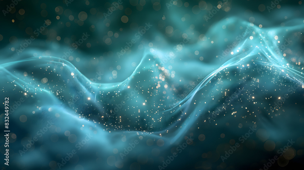 Abstract Blue Particle Waves - Digital Technology Background