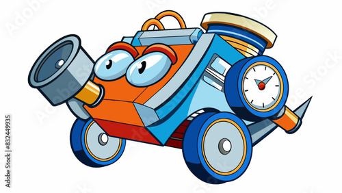 The engine of the car revved louder and louder with the speedometer needle climbing higher and higher demonstrating an increased power in the vehicles. Cartoon Vector.