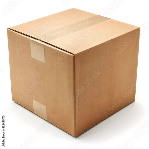 Sealed Cardboard Box Isolated on White Background Ready for Shipping © slonme