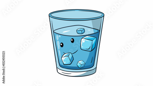 The ice cubes in the glass melted slowly the cold liquid gradually filling up the glass.. Cartoon Vector.