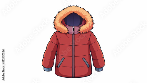 The ideal winter jacket is insulated with soft down feathers has a furtrimmed hood and a windproof outer layer. It also has multiple zippered pockets. Cartoon Vector.