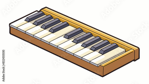 The middle key on a piano sitting perfectly in between the high and low notes but with a slight chip in its ivory surface.. Cartoon Vector.