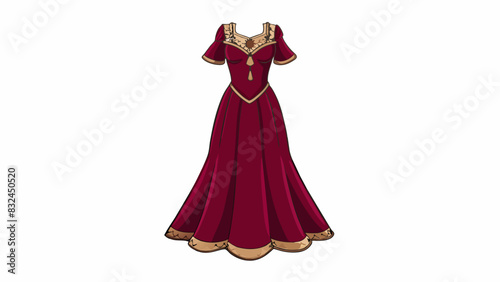 The luxurious velvet dress had a deep rich burgundy color and was adorned with intricate lace detailing making it a truly gorgeous piece of clothing.. Cartoon Vector.