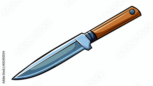 The main feature of this object is its sharp edges perfect for precision ting. Its body is made of shiny metal and the handle is made of sy black. Cartoon Vector.