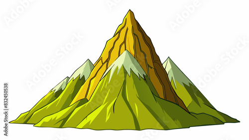 The mountain was seriously imposing its jagged peak reaching high into the sky and casting a shadow over the valley below.. Cartoon Vector.