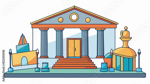 The museum was a treasure trove of artifacts and exhibits ranging from ancient pottery to modern sculptures. Moreover each item was carefully curated. Cartoon Vector.