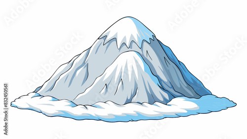 The mountaintop was shrouded in a deep blanket of snow the crisp air enveloping us as we ventured further up the trail. The white powder covered. Cartoon Vector.