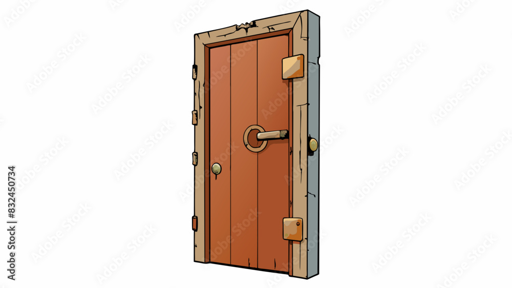 The old creaky door with chipped paint and a rusty door. This clause describes the state of the door revealing its age and lack of maintenance through. Cartoon Vector. The old creaky door with chipped paint and a rusty door. This clause describes the state of the door revealing its age and lack of maintenance through. Cartoon Vector.