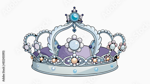 The queens crown passed down through generations is a delicate masterpiece. Made of intricate lacelike silver it is adorned with pearls and delicate. Cartoon Vector.