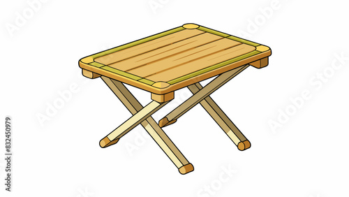 The relevant item was a compact foldable table made of sy wood. It had a smooth natural finish and could easily be set up and taken down. The legs. Cartoon Vector.