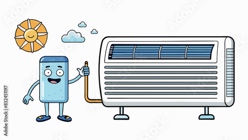 The stateoftheart air conditioner uses minimal energy to effectively cool the entire room in a matter of minutes. Its smart sensor technology turns. Cartoon Vector.