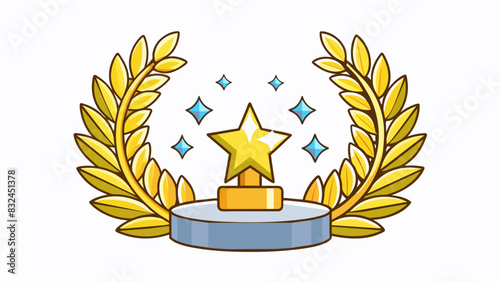 The top spot on the podium was adorned with a golden wreath its delicate leaves and sparkling jewels representing the ultimate achievement.. Cartoon Vector.