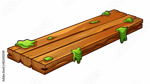 The wooden plank was rotten and splintered its weakened structure unable to support even the lightest weight.. Cartoon Vector.