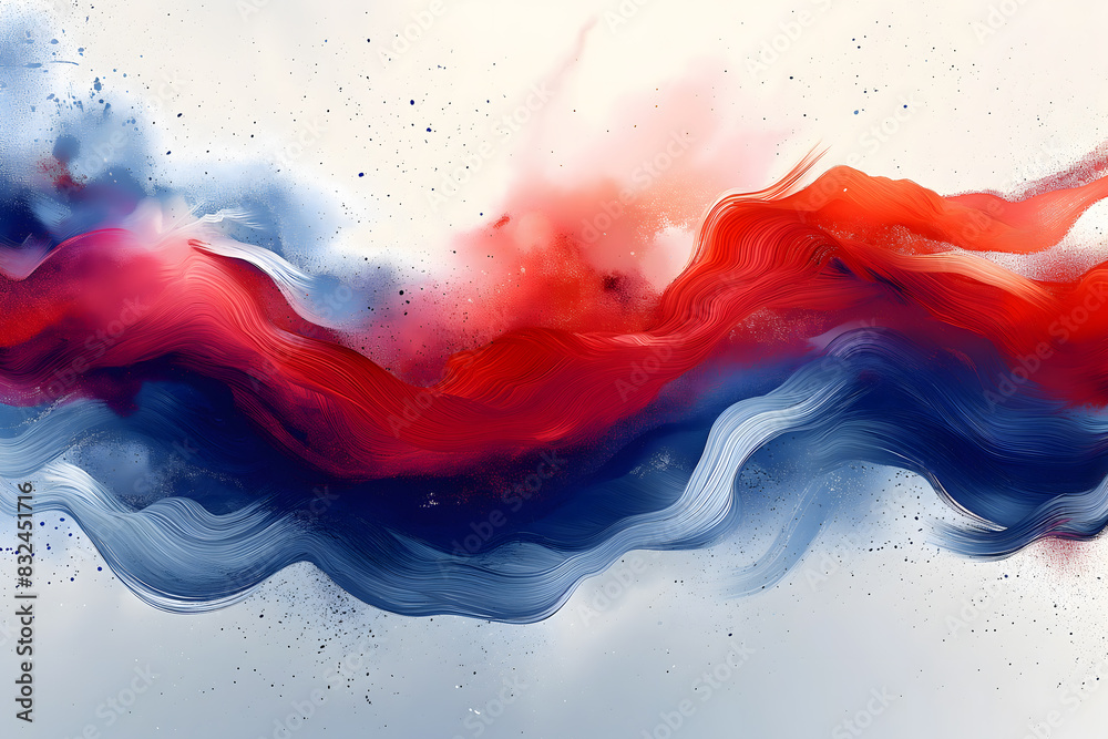 Vibrant Abstract Wavy Layers Background in Red, White, and Blue