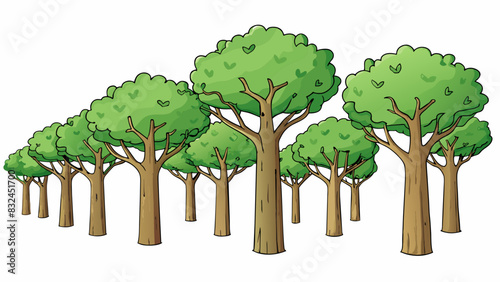 Trees standing tall and their limbs reaching towards the grey sky patiently waiting for the warmth of spring to return.. Cartoon Vector.