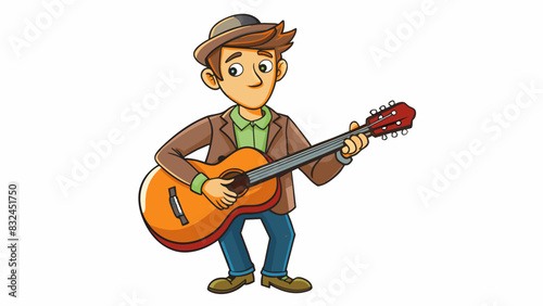 Tuning a guitar Musicians know the importance of regularly tuning their instruments to maintain the desired sound quality. Tuning involves adjusting. Cartoon Vector.