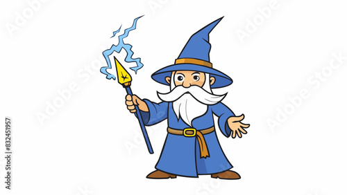 With a single flick of his wrist the powerful wizard conjured up a violent storm crackling with electricity and swirling with destructive winds. The. Cartoon Vector.