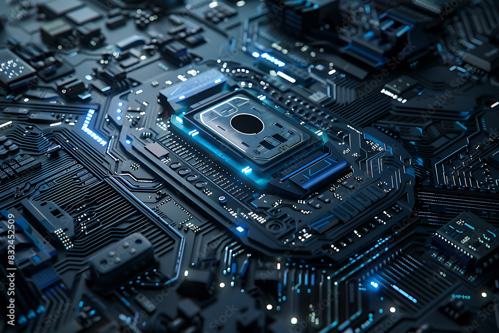 A lock on a computer board in a futuristic style symbolizes a cutting-edge cyber security concept. A lock on a computer board in a futuristic style symbolizes a cutting-edge cyber security concept.