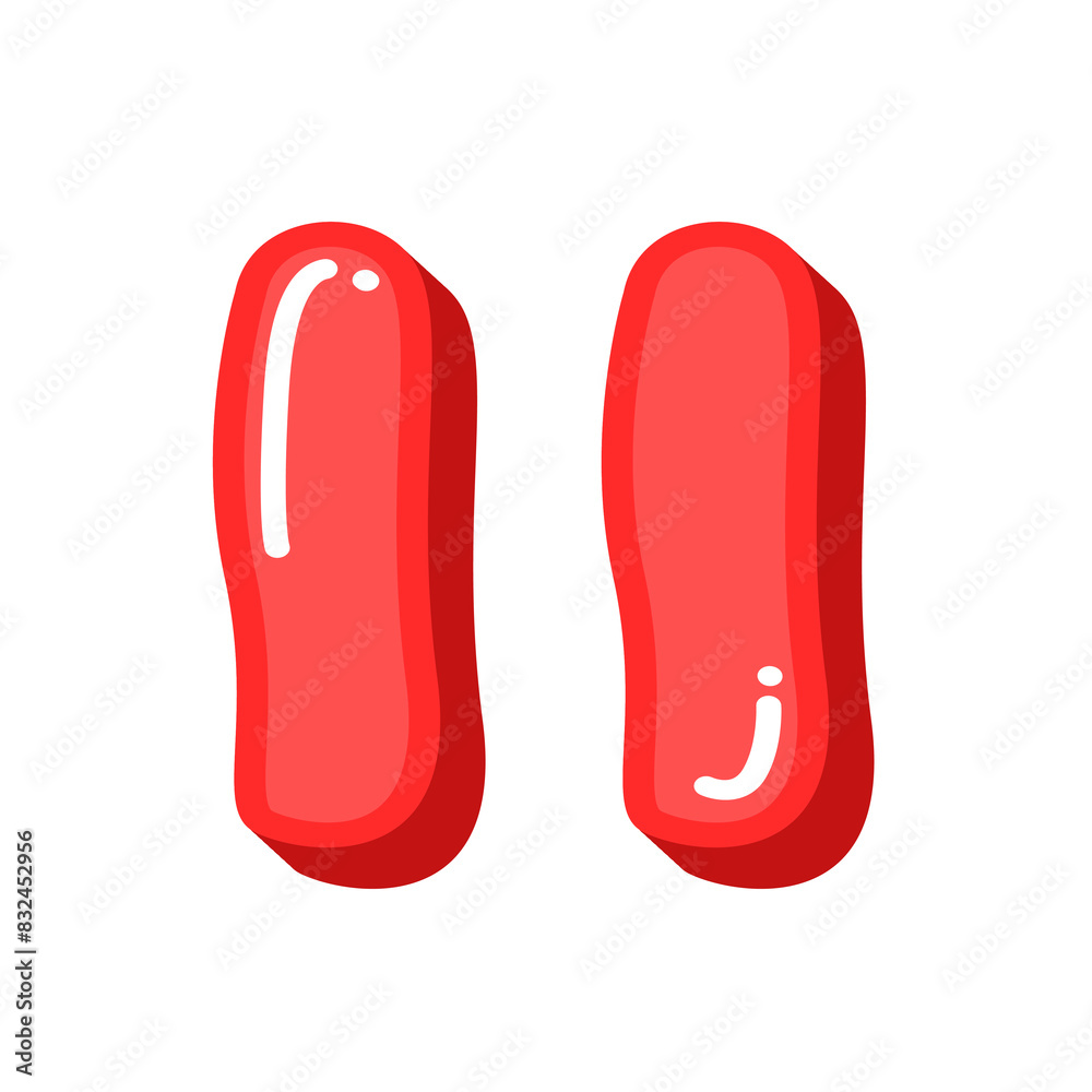 Pause icon symbol in cartoon style vector illustration, red pause button image isolated on white background Pause icon symbol in cartoon style vector illustration, red pause button image isolated on white background