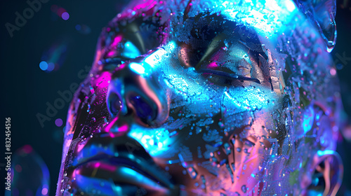 Abstract 3D render illustration of holographic human, generative ai