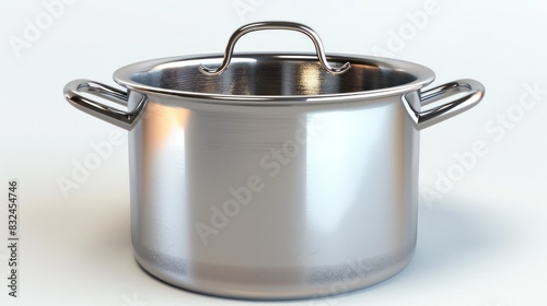 Stainless Steel Pot in Isolated PNG Style on White Background Basking in Natural Light