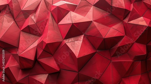 background with layered, intersecting triangles in various shades of red