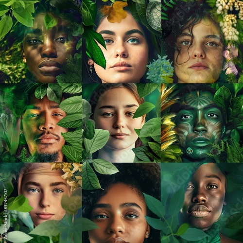 Diverse Faces Embracing Green Sustainability