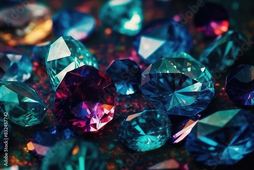 Colourful cut gems as textured background