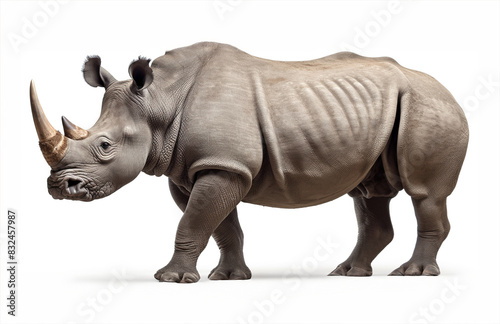 Great White Rhino Isolated On A White Background