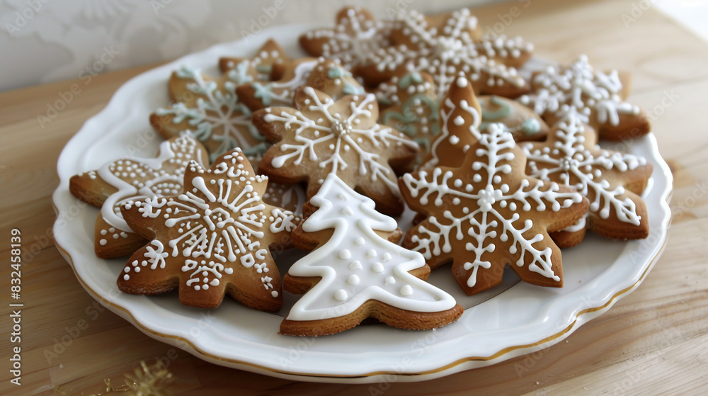 Fragrant Christmas gingerbreads, ginger cookies on a wooden background Fragrant Christmas gingerbreads, ginger cookies on a wooden background