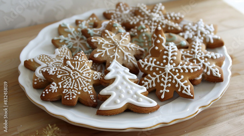 Fragrant Christmas gingerbreads, ginger cookies on a wooden background