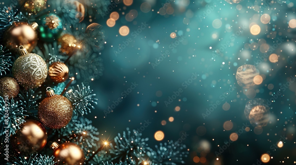 Christmas background with glowing fairy lights and baubles Christmas background with glowing fairy lights and baubles